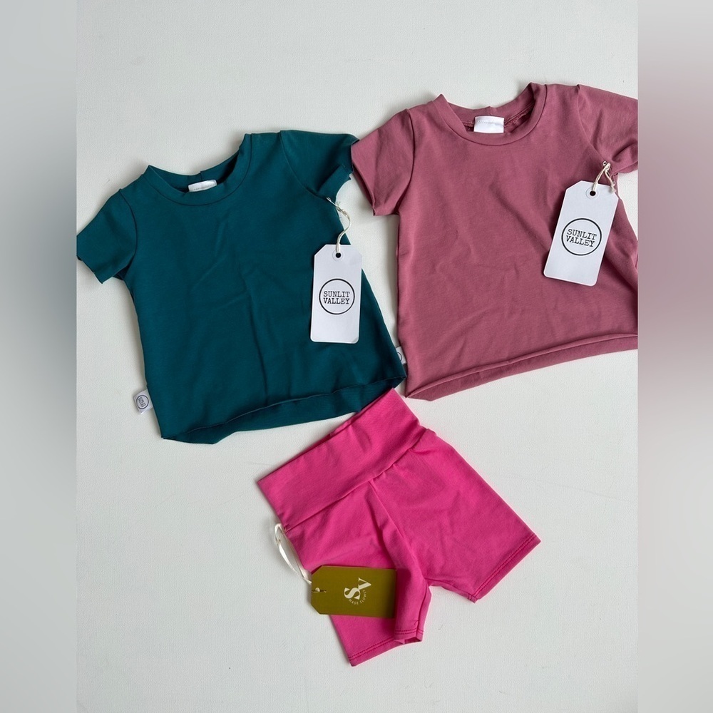 NWT - Sunlit Valley Baby T-shirts/Shorts Bundle - Handmade - Size 0-6m
